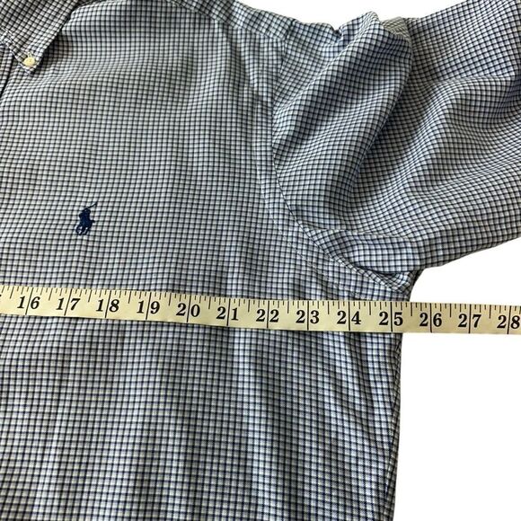 Ralph Lauren Yarmouth  Cotton Blue Plaid Preppy Long Sleeve Shirt, 15 1/2' - Picture 6 of 8